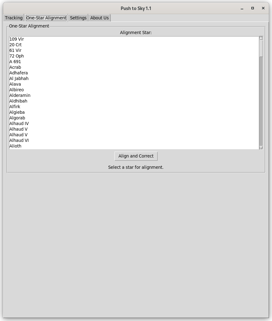 PushToSky phone-based telescope control interface