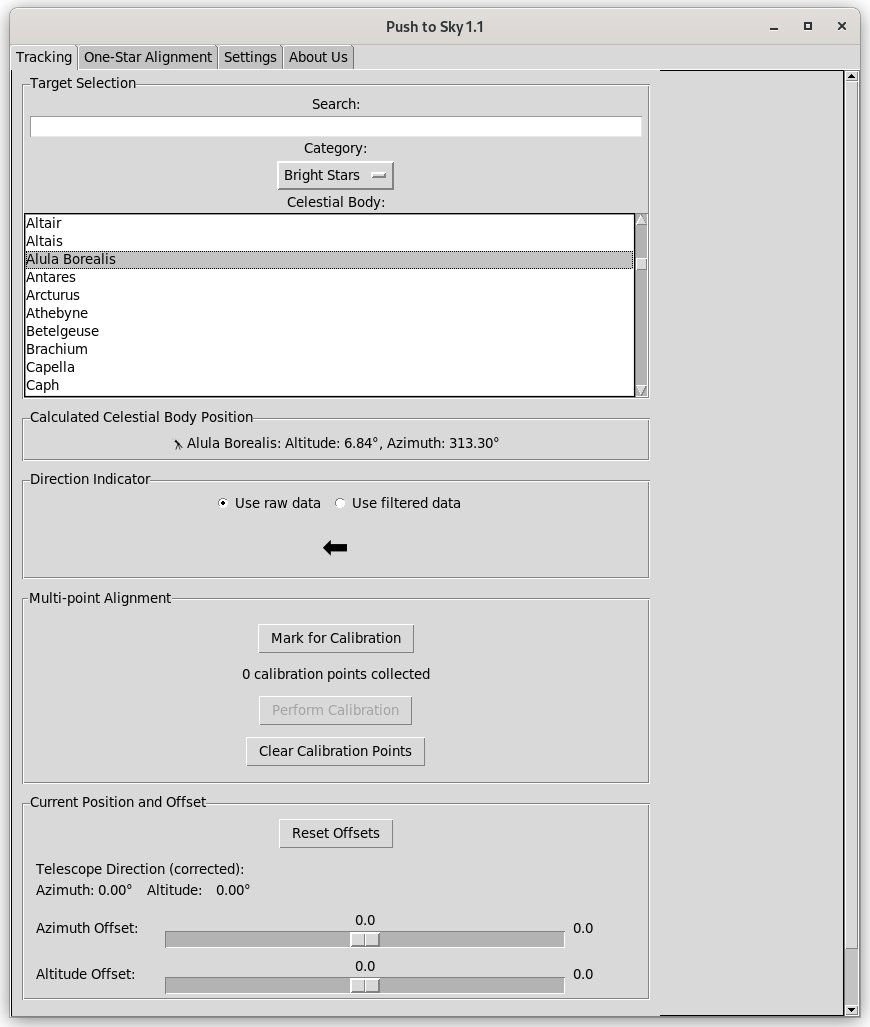 PushToSky phone-based telescope control interface